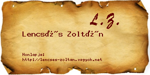 Lencsés Zoltán névjegykártya