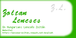 zoltan lencses business card